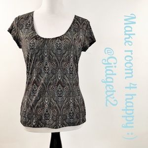 Geoffrey Beene short sleeve paisley top Size M